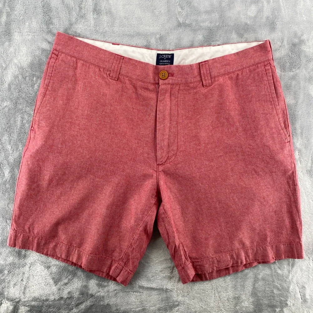 J.Crew Gramercy Mens 35‎ Red Heather Cotton Chino Shorts Preppy Casual